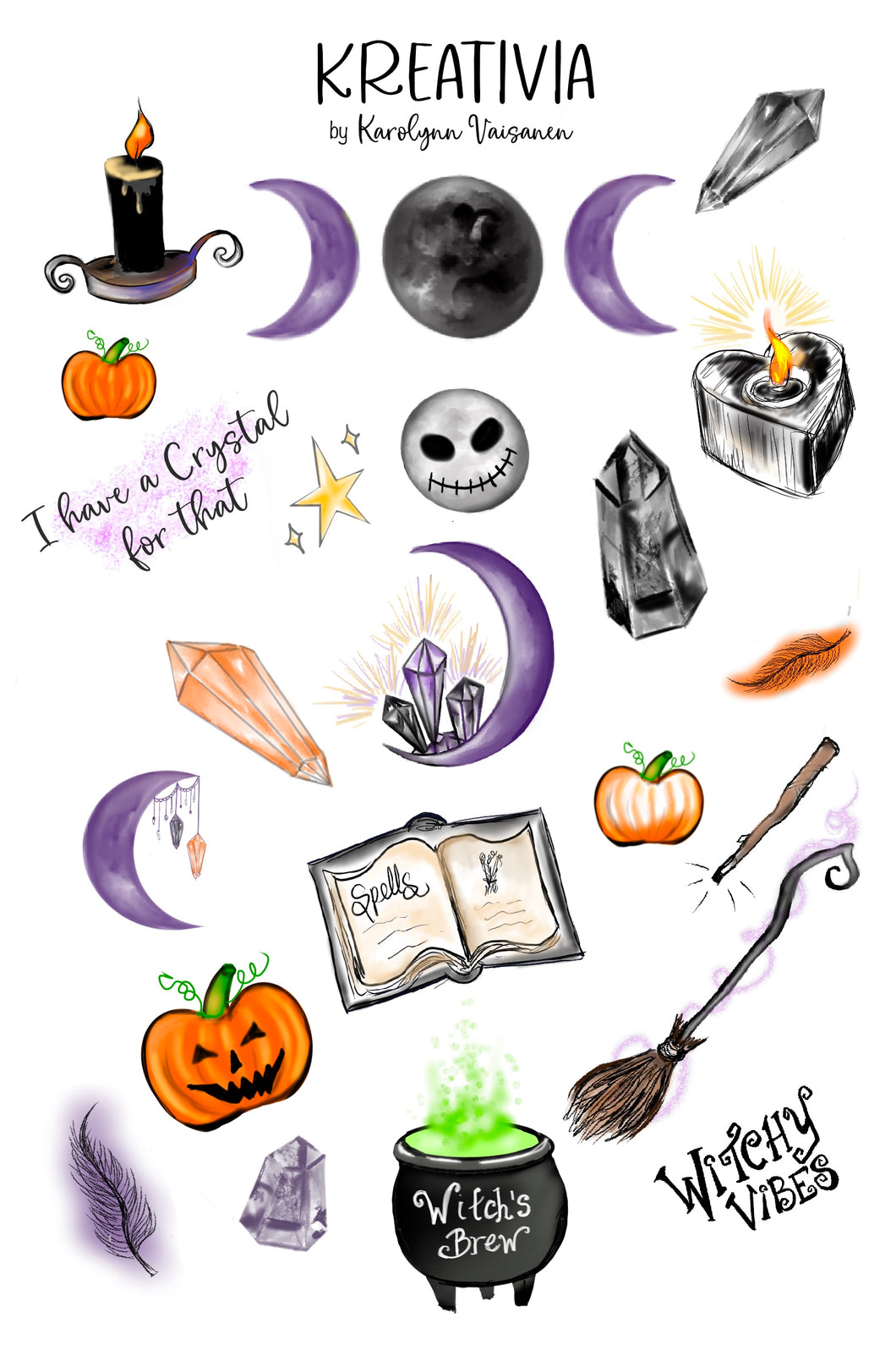 Witchy Vibes Sticker Sheet: Halloween Edition