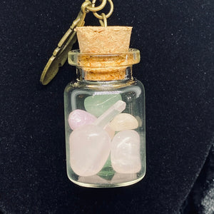 Crystal Potion in a Bottle Necklace: Heart Chakra - Kreativia