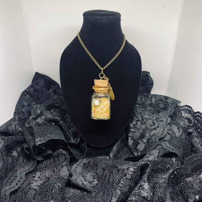 Crystal Potion in a Bottle Necklace: Solar Plexus Chakra - Kreativia