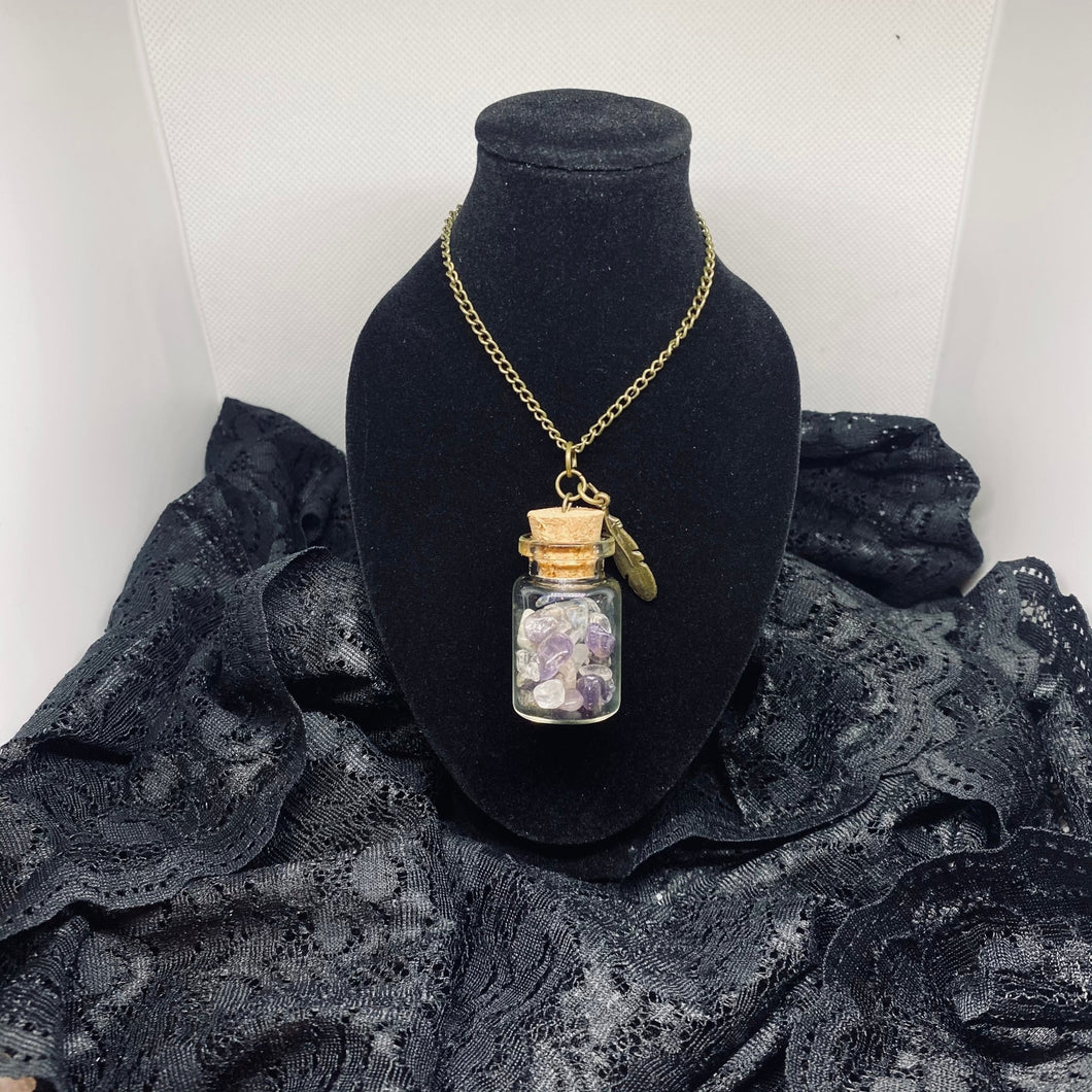 Crystal Potion in a Bottle Necklace: Third Eye Chakra - Kreativia
