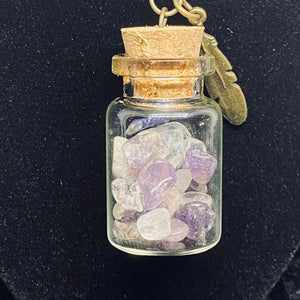 Crystal Potion in a Bottle Necklace: Third Eye Chakra - Kreativia